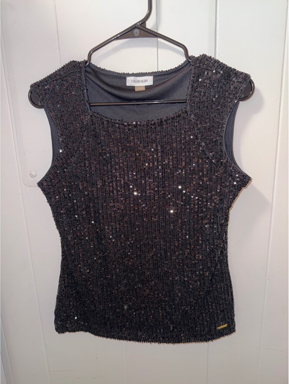 Calvin Klein Women's Black Sequin Sleeveless Top Size PS